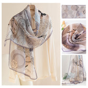 Silk Scarf Women's Mulberry Silk Printed Shawl gogodiggity