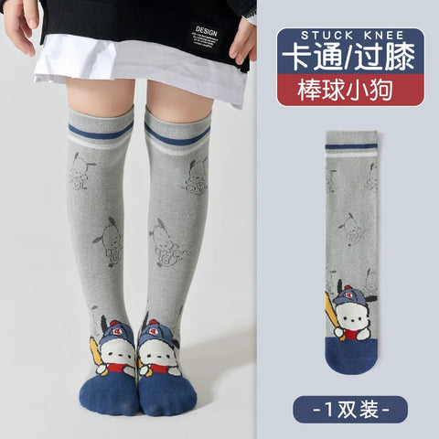 Girls Children Spring Over The Knee Stockings Kawaii Kuromi My Melody Cinnamoroll Pochacco Autumn Winter Cotton Mid-calf Socks gogodiggity