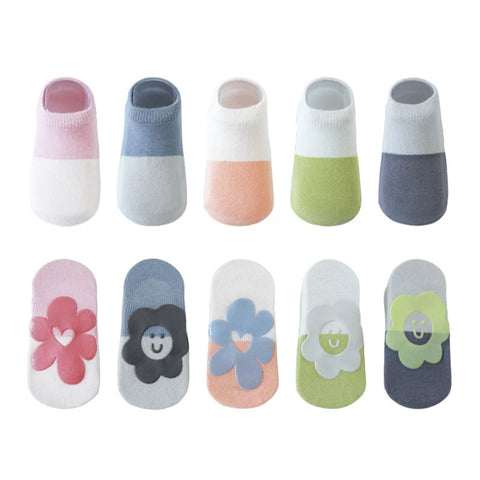 5 pairs/lot Newborn Combed Cotton Sock Toddler Non-Skid Cute Cartoon Animals Floor Socks Spring Summer Children Gripper Socks gogodiggity