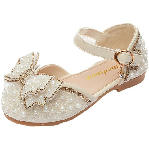 Summer Girls Pearl Bow Princess Shallow Mouth Pumps gogodiggity