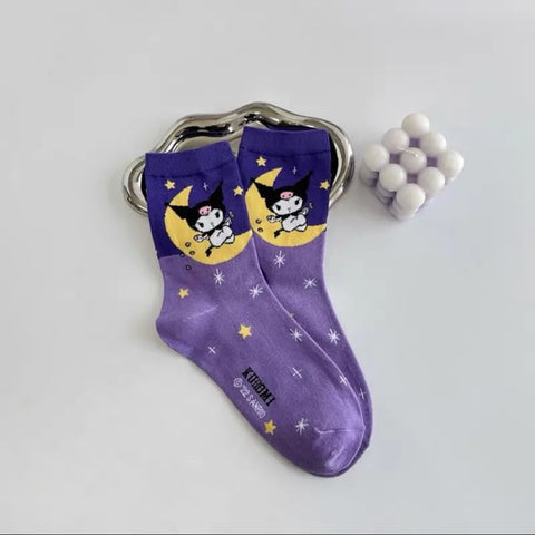 Cartoon Sanrio Hello Kitty Women's Socks My Melody Cute Girl Mid-tube Cotton Socks Kawaii Student Sock Girl Kids Christmas Gift gogodiggity