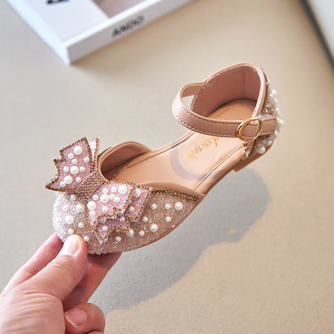 Summer Girls Pearl Bow Princess Shallow Mouth Pumps gogodiggity