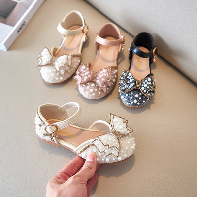 Summer Girls Pearl Bow Princess Shallow Mouth Pumps gogodiggity