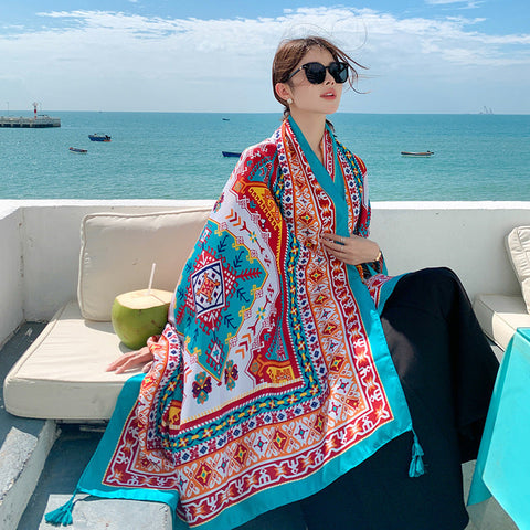 Sun-proof All-matching Shawl Beach Travel Dual-use Outdoor Beach Towel gogodiggity