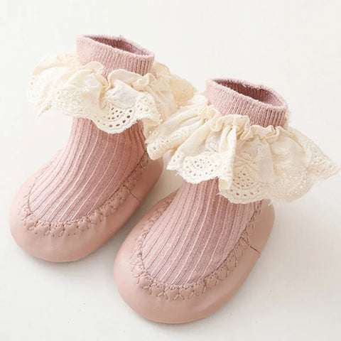 Autumn Winter Baby Girls Socks Newborn Baby Bowknot Socks Infant Baby Socks Anti Slip Soft Cotton Floor Sock Shoes gogodiggity