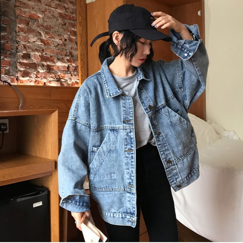 All-matching Graceful Small Loose Slimming Retro Women's Denim Jacket gogodiggity