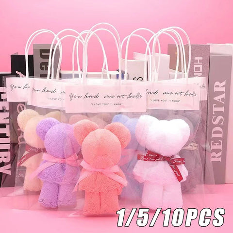 High Quality Coral Velvet Towels Gift Set Cartoon Cute Bear Shaped Face and Bath Towels Wedding or Special Occasion Gift gogodiggity