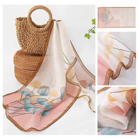 Silk Scarf Women's Mulberry Silk Printed Shawl gogodiggity