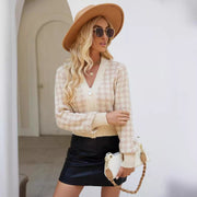 Jacquard Loose-fitting Lantern Sleeve Knitted Sweater gogodiggity