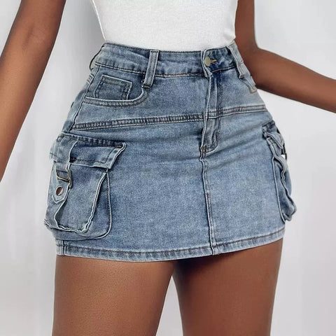 Fashion European And American Style Women's Overalls Pocket Skirt gogodiggity