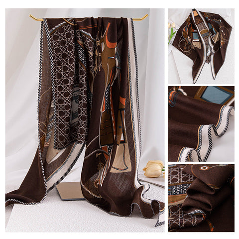 Vintage Print Polyester Fashion Scarf Dual-use Shawl gogodiggity