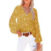 Women's Floral Chiffon Shirt Loose V-neck Casual Top gogodiggity