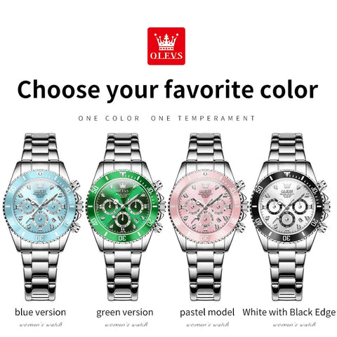 OLEVS Women Watch 5632 Elegant Original Quartz Watches Multifunctional Chronograph Watches For Women Set Bracelet Watch Reloj gogodiggity