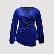 Women's Fashion Solid Color Velvet Long-sleeved Top gogodiggity