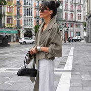 Women's Large Lapel Lace-up Trench Coat Fashionable Jacket gogodiggity