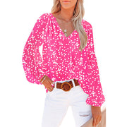 Women's Floral Chiffon Shirt Loose V-neck Casual Top gogodiggity