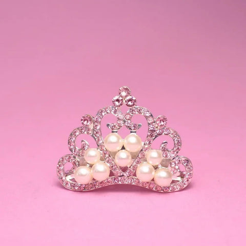 5pcs/lot Pearl Crown Rhinestone Buttons for Diy Girls Women Hair Accessories Wedding Party Bride Hair Embellishment Buttons gogodiggity