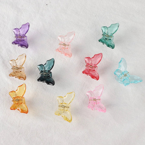 2PCS Crystal Butterfly Small Hair Claw Clips Women Girls Cute Transparent Candy Hair Clamps Crab Barrettes Hair Accessories gogodiggity