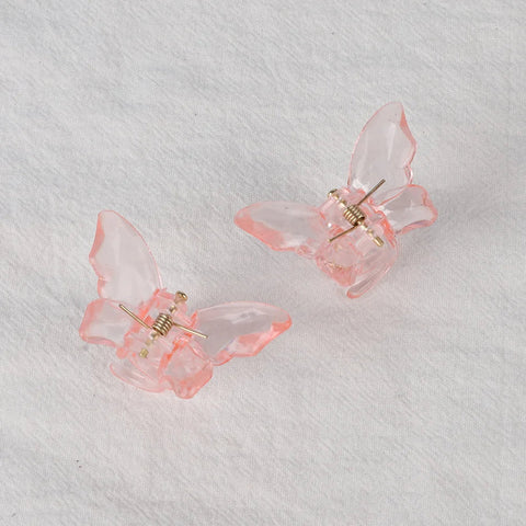 2PCS Crystal Butterfly Small Hair Claw Clips Women Girls Cute Transparent Candy Hair Clamps Crab Barrettes Hair Accessories gogodiggity