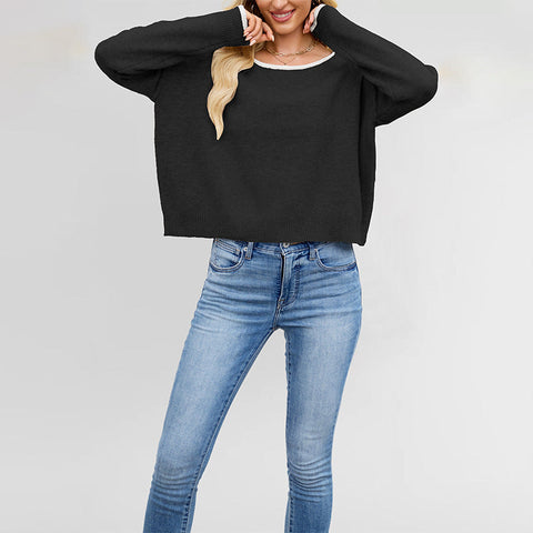 Round Neck Multicolor Knitwear Loose Sweater gogodiggity