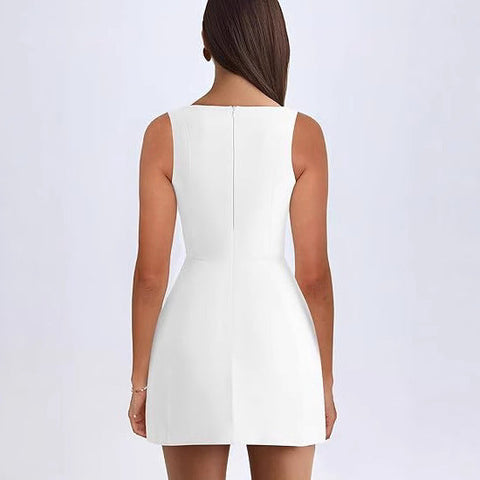 Women's Sexy Skinny Sleeveless Square Collar Mini Dress gogodiggity