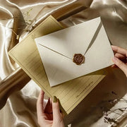 Luxury Linen Envelope and Letter Set with Wax Seals - Vintage Elegant Style - Perfect for Weddings, Parties & Special Occasions gogodiggity