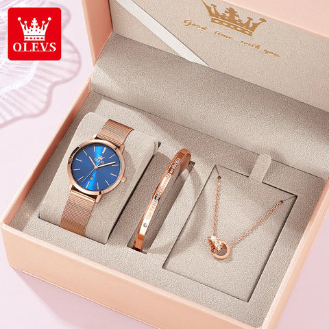 OLEVS Woman Watch 5869 Elegant Fashion Quartz Wristwatch Waterproof Date Watches For Woman Set Bracelet Watch Box Gifts Original gogodiggity