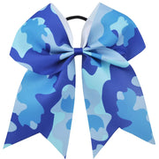 7 Inch Large Camouflage Printed Hair Bow Grosgrain Ribbon Bows Elastic Band Ponytail Hair Holder Women/Girls Hair Accessories gogodiggity