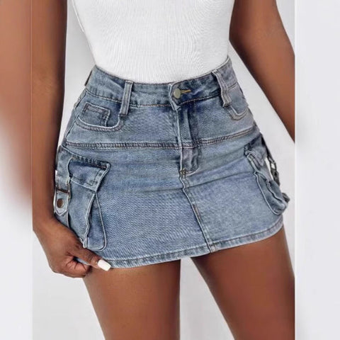 Fashion European And American Style Women's Overalls Pocket Skirt gogodiggity
