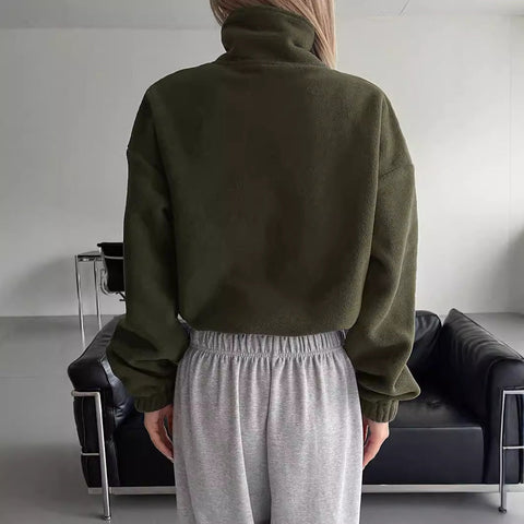 Short Autumn And Winter Stand-up Collar Thick Lamb Wool Drawstring Coat Women gogodiggity