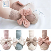 Autumn Winter Baby Girls Socks Newborn Baby Bowknot Socks Infant Baby Socks Anti Slip Soft Cotton Floor Sock Shoes gogodiggity