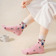 Cartoon Sanrio Hello Kitty Women's Socks My Melody Cute Girl Mid-tube Cotton Socks Kawaii Student Sock Girl Kids Christmas Gift gogodiggity