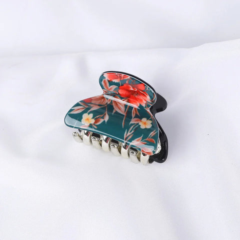 Acrylic Floral Sweet Small Hair Claw Clips Women Girls Plastic Print Crab Barrettes Clips Hair Clamps Hairpins Hair Accessories gogodiggity