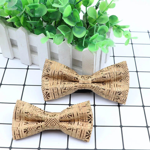 New Design Cork Wood Fashion Parent-Child Bow Ties Novelty Handmade Solid Neckwear Wedding Party Gift Accessories Men Bowtie gogodiggity