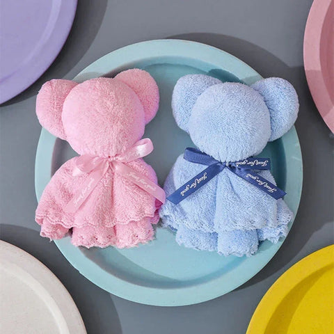 High Quality Coral Velvet Towels Gift Set Cartoon Cute Bear Shaped Face and Bath Towels Wedding or Special Occasion Gift gogodiggity