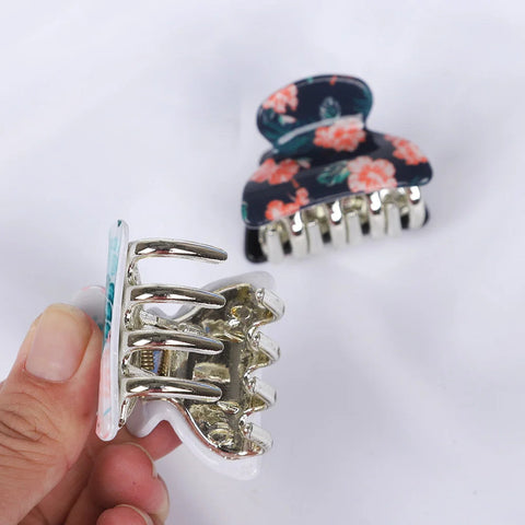 Acrylic Floral Sweet Small Hair Claw Clips Women Girls Plastic Print Crab Barrettes Clips Hair Clamps Hairpins Hair Accessories gogodiggity