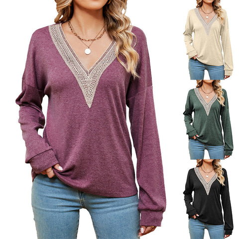 Women's Fashion Color Contrast Loose-fitting T-shirt Top gogodiggity