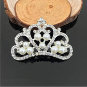5pcs/lot Pearl Crown Rhinestone Buttons for Diy Girls Women Hair Accessories Wedding Party Bride Hair Embellishment Buttons gogodiggity