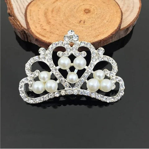 5pcs/lot Pearl Crown Rhinestone Buttons for Diy Girls Women Hair Accessories Wedding Party Bride Hair Embellishment Buttons gogodiggity