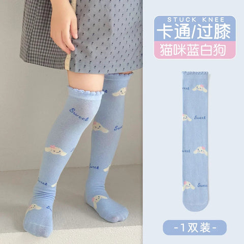 Girls Children Spring Over The Knee Stockings Kawaii Kuromi My Melody Cinnamoroll Pochacco Autumn Winter Cotton Mid-calf Socks gogodiggity