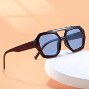 Fashionable retro square sunglasses for women and men, thick framed double bridge glasses for women, fashionable polygonal sungl gogodiggity