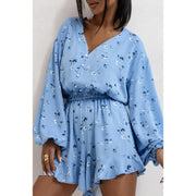 Printed V-neck Long Sleeve Jumpsuit gogodiggity