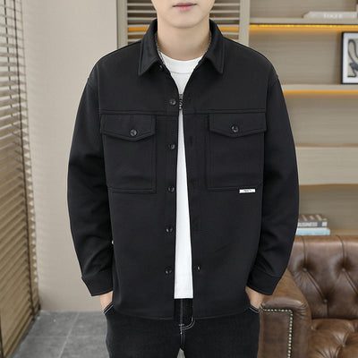 Twill Knitted Lapel Shirt Jacket Coat gogodiggity