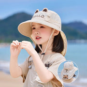 Children's Summer Hat Boys And Girls Outdoor Sunscreen Hat Large Brim Shawl Fisherman Hat Cap Cute Sun Hat Beach Accessories gogodiggity