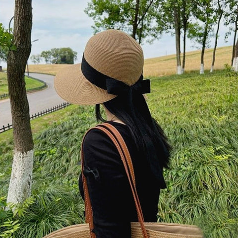 Sun Hat Women's Summer French Elegant Bow gogodiggity