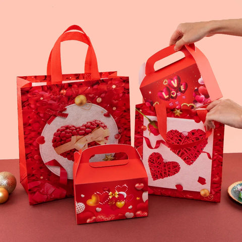 StoBag, Valentine’s Day Non Woven Gift Bags, Set of 12/30, Eco-Friendly and Perfect for Romantic Occasions, Packing Presents gogodiggity