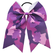7 Inch Large Camouflage Printed Hair Bow Grosgrain Ribbon Bows Elastic Band Ponytail Hair Holder Women/Girls Hair Accessories gogodiggity