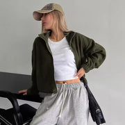 Short Autumn And Winter Stand-up Collar Thick Lamb Wool Drawstring Coat Women gogodiggity
