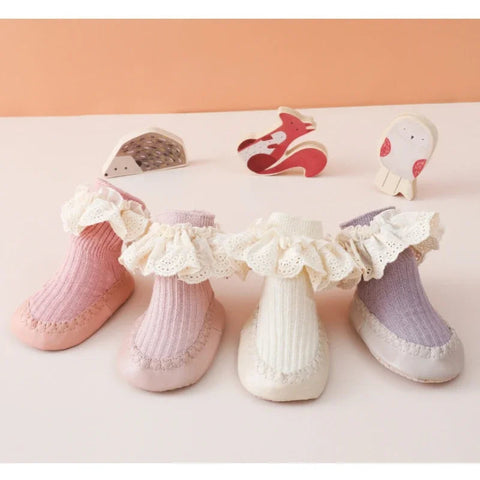 Autumn Winter Baby Girls Socks Newborn Baby Bowknot Socks Infant Baby Socks Anti Slip Soft Cotton Floor Sock Shoes gogodiggity