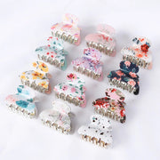Acrylic Floral Sweet Small Hair Claw Clips Women Girls Plastic Print Crab Barrettes Clips Hair Clamps Hairpins Hair Accessories gogodiggity